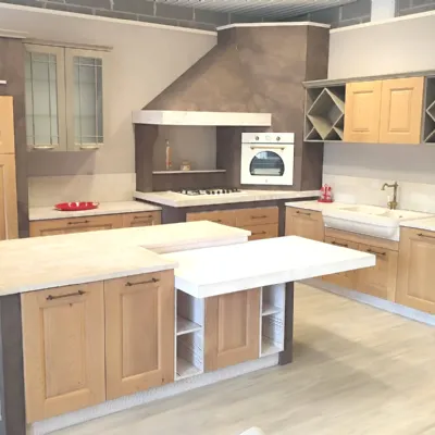 Cucina rovere chiaro country con isola Arrex Carola a soli 11000 Euro