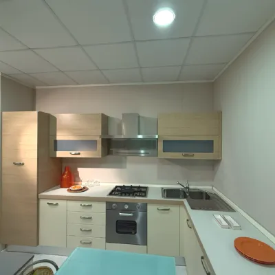 Cucina ad angolo in laminato materico rovere chiaro Papavero  a prezzo ribassato