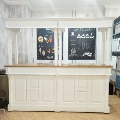 Cucina bianca country lineare Bancone bar legno massello  Artigianale in offerta