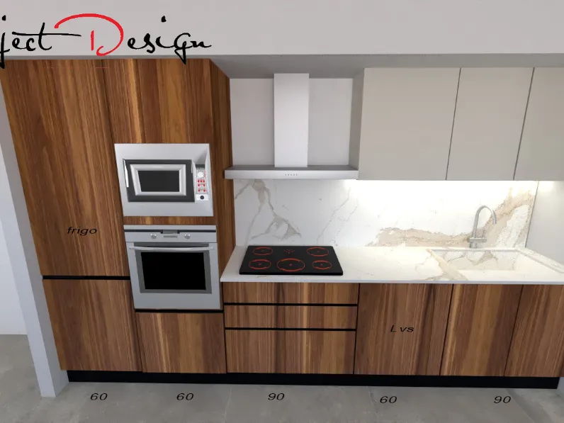Cucina lineare in laminato materico grigia Delias a prezzo scontato