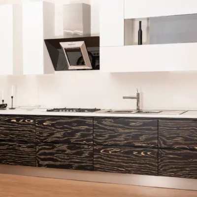 Cucina Artigianale design lineare bianca in legno Living