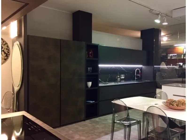 Cucina Artigianale design lineare antracite in laccata Atelier - paolo biordi designer