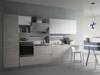 Cucina lineare in laminato materico rovere chiaro Easy  a prezzo scontato