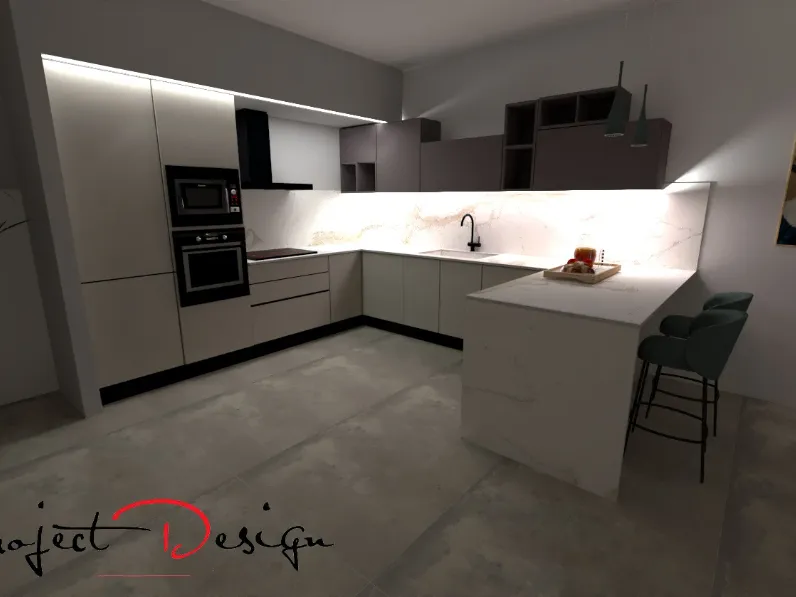 Cucina bianca design con penisola Project penisola  l Artigianale scontata
