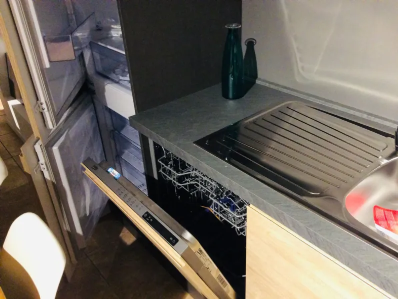 Cucina Artigianale lineare Rovere antracite SCONTATA 44%
