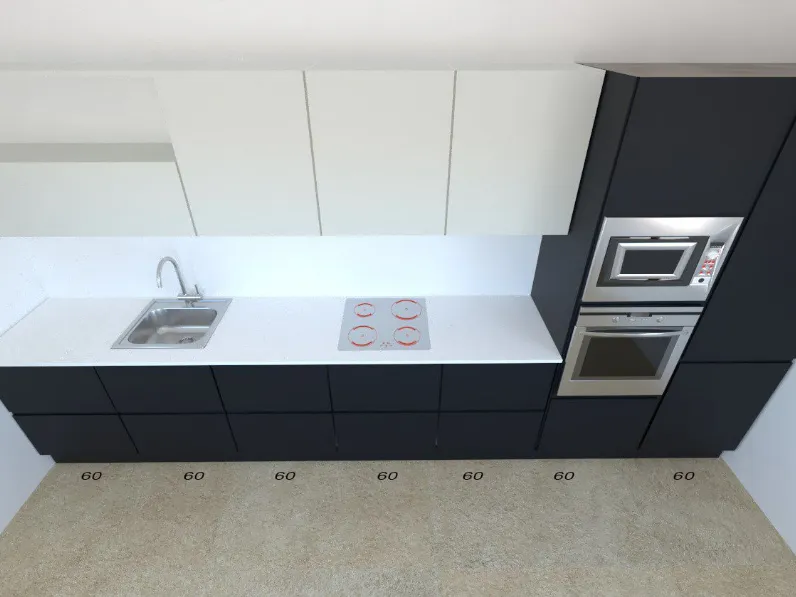 Cucina Astra moderna lineare antracite in laminato opaco Sp22