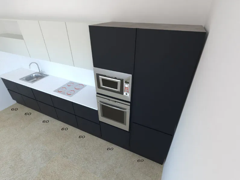 Cucina Astra moderna lineare antracite in laminato opaco Sp22