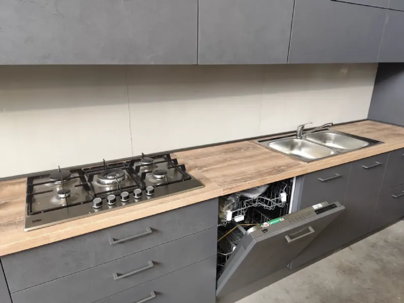 Cucina antracite moderna ad angolo Bea orione Arrex in Offerta Outlet