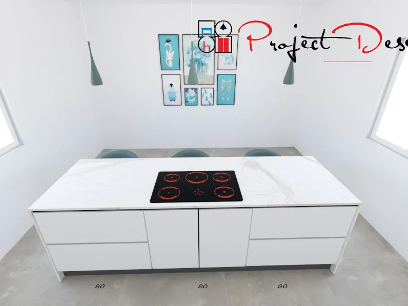 Cucina bianca design con isola Kali Arredo3 a soli 7300 Euro