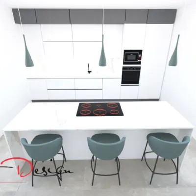 Cucina bianca design con isola Kali Arredo3 a soli 7300 Euro
