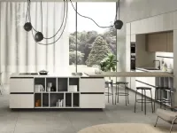 Cucina bianca design con penisola Cucina cemento Artigianale in Offerta Outlet