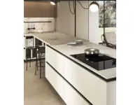 Cucina bianca design con penisola Cucina cemento Artigianale in Offerta Outlet