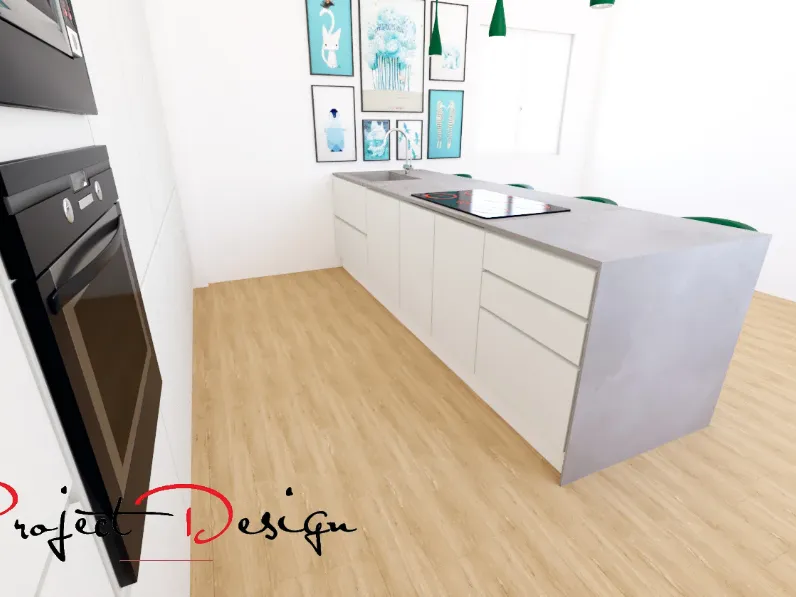 Cucina Line  moderna bianca Astra con isola scontata 54%