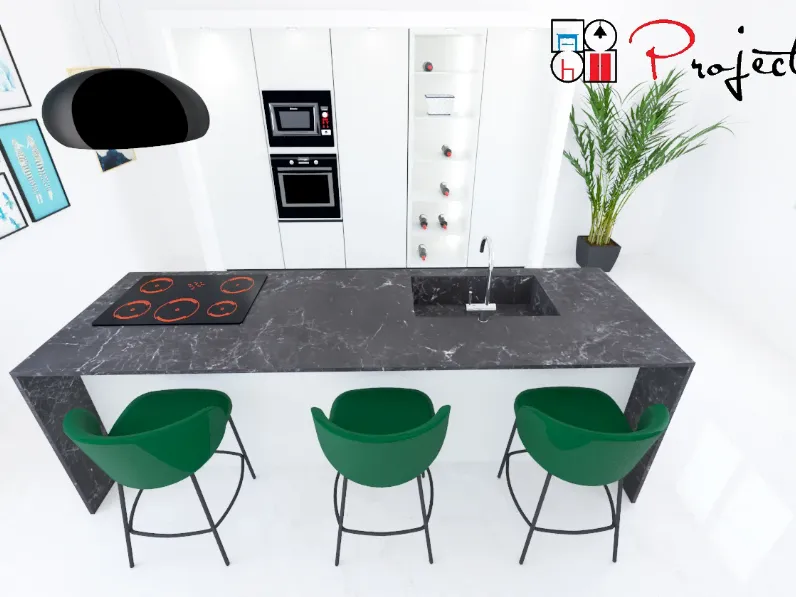 Cucina con isola moderna bianca Astra Line  a soli 8600€