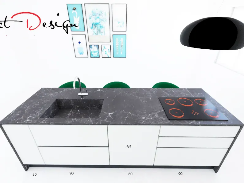 Cucina con isola moderna bianca Astra Line  a soli 8600€