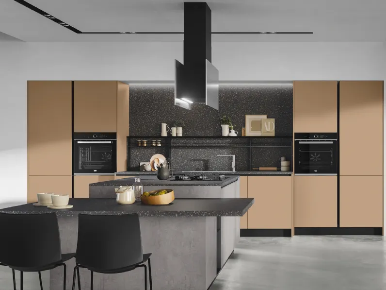 Cucina bianca moderna con penisola Cloe 02 Arredo3 in Offerta Outlet