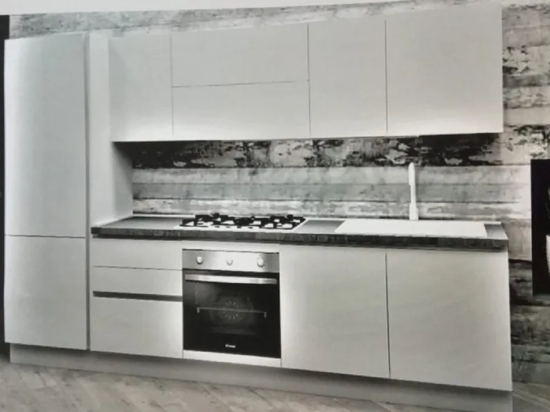 Cucina Aran moderna lineare bianca in laminato opaco Marilyn