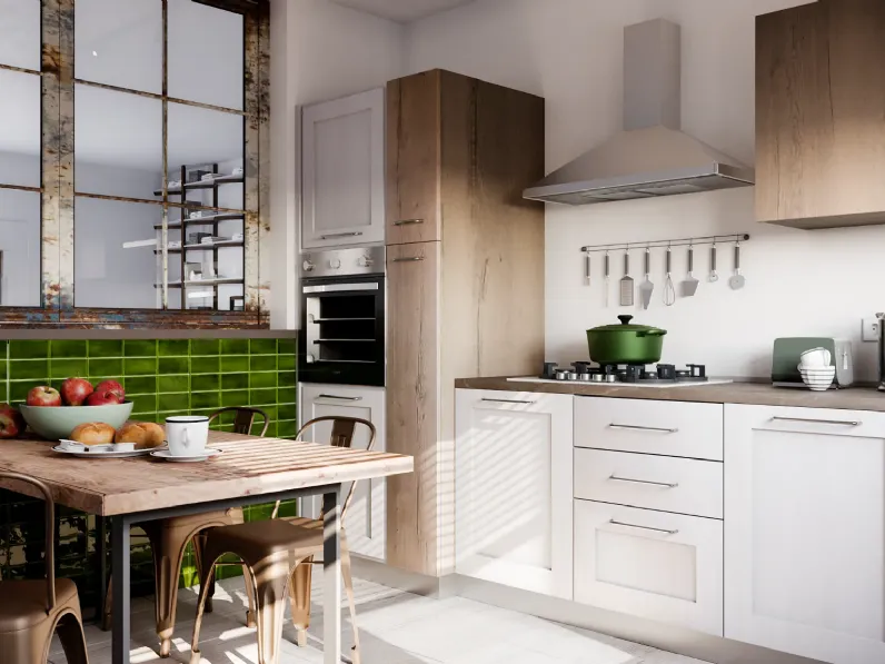 Cucina modello  cucina shabby white easy  ed  effetto rovere Collezione esclusiva PREZZO SCONTATO 42%