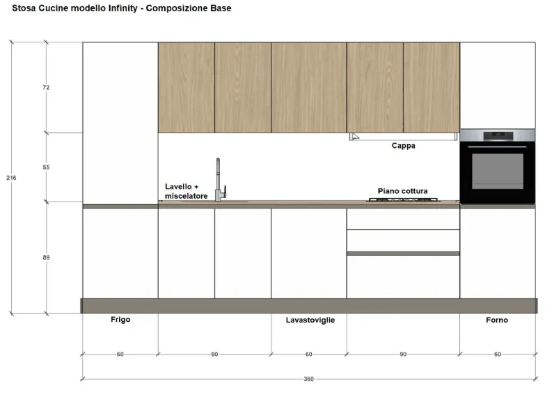 Cucina Infinity moderna bianca Stosa lineare scontata 30%