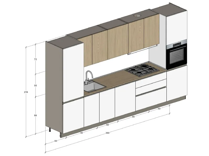 Cucina Infinity moderna bianca Stosa lineare scontata 30%