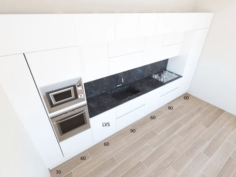 Cucina bianca moderna lineare Time Arredo3