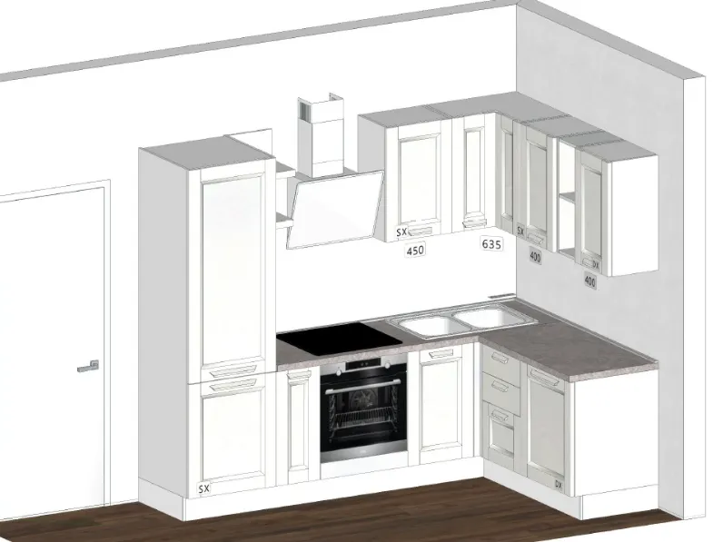 Cucina ad angolo Aran Ylenia SCONTATA 55%