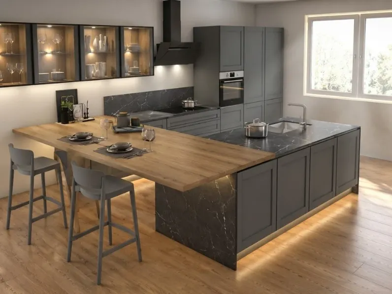 Cucina con isola Arredo3 Cucina frida composizione 6 SCONTATA 40%