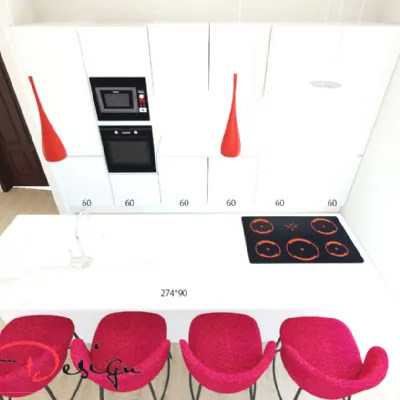 Cucina Line  design bianca Astra con isola scontata 47%