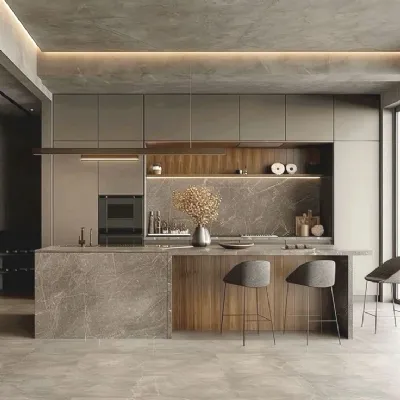 Cucina con isola in laminato opaco a prezzo scontato 51%