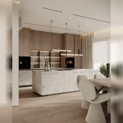 Cucina altri colori moderna con isola Vesuv white Artigianale scontata