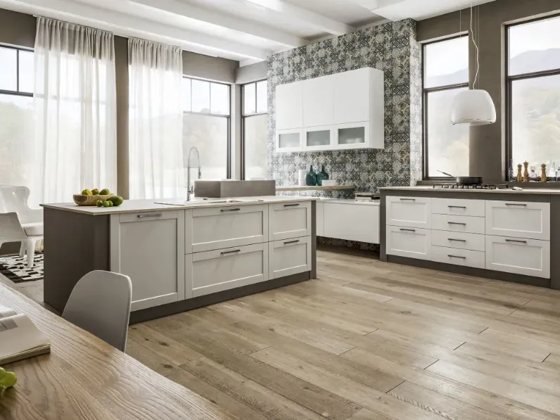 Cucina Dallas moderna altri colori Arrex con isola scontata 30%