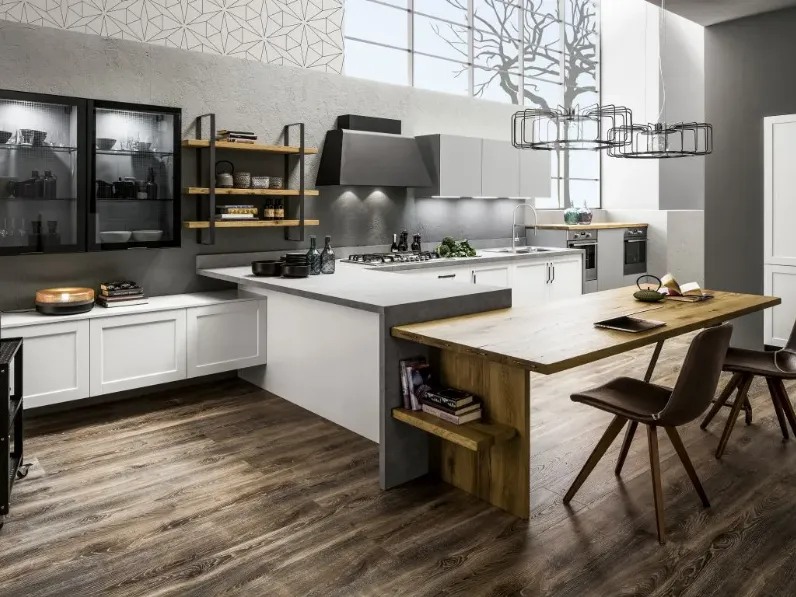 Cucina Dallas moderna altri colori Arrex con isola scontata 30%