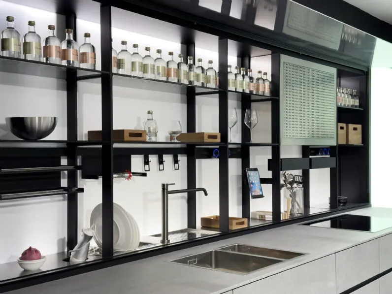 Richiedi il prezzo: cucina grigia design Artematica vitrum di Valcucine in Offerta Outlet 