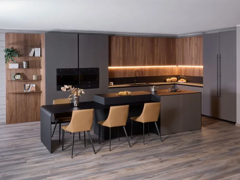 Cucina Diotti.com moderna con isola altri colori in legno Alux 01 outlet