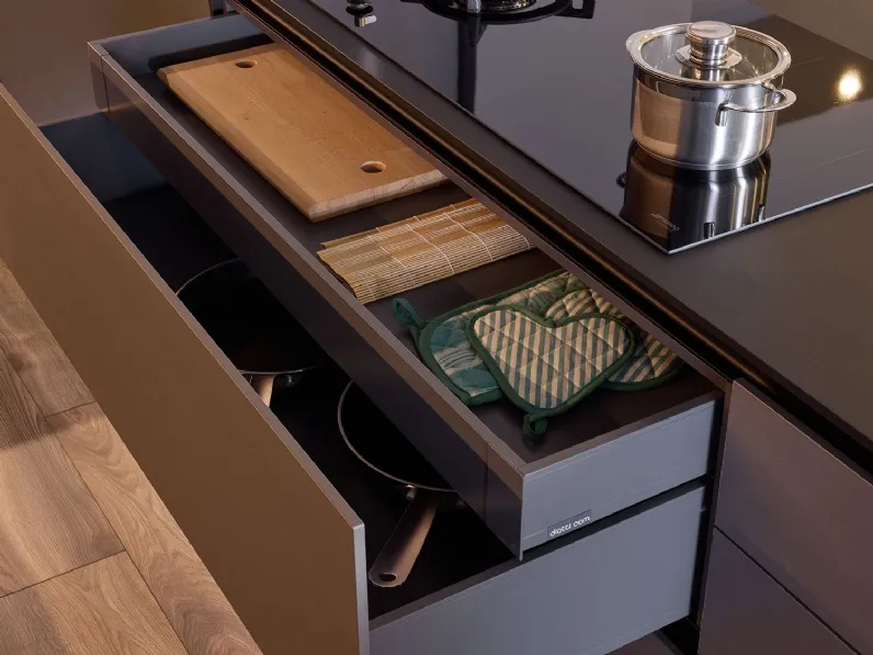 Cucina Diotti.com moderna con isola altri colori in legno Alux 01 outlet
