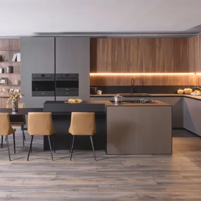 Cucina Diotti.com moderna con isola altri colori in legno Alux 01 outlet
