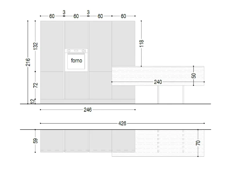 Cucina a PREZZI OUTLET in laminato materico Ar-tre -56%