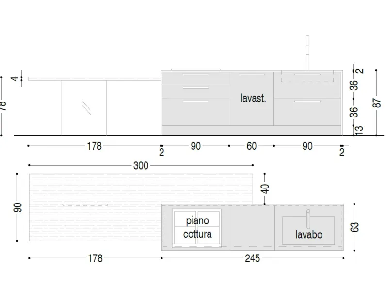 Cucina a PREZZI OUTLET in laminato materico Ar-tre -56%