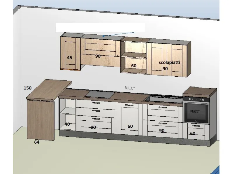 Cucina Nuovi mondi cucine Cucina shabby white con penisola in offerta OUTLET sconto 66% 