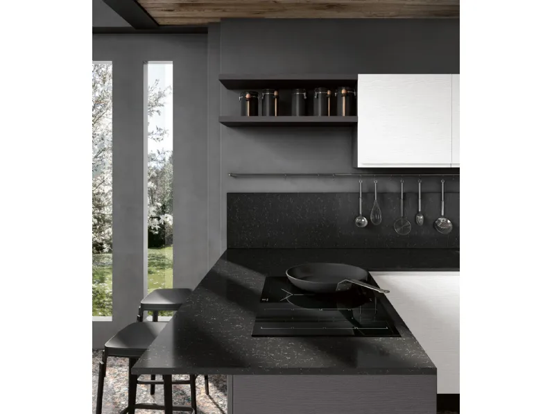 Cucina con penisola moderna bianca Essebi Zenit a soli 13526 Euro
