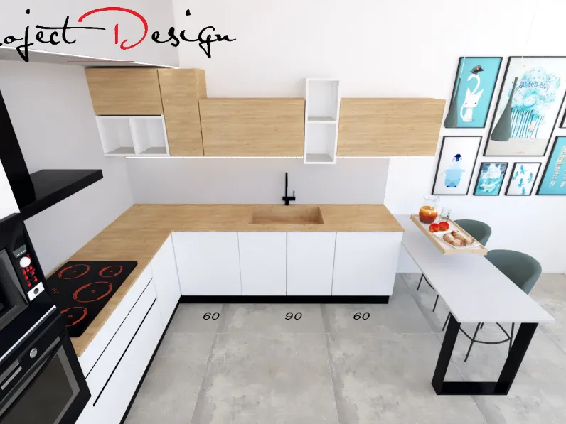 Cucina con penisola design arancione Artigianale Start2 a soli 5980 Euro