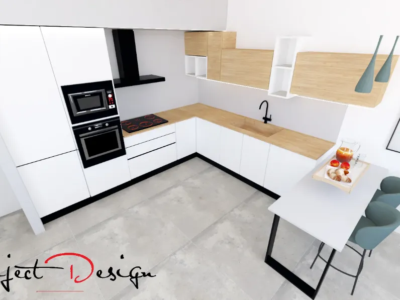 Cucina con penisola design arancione Artigianale Start2 a soli 5980 Euro
