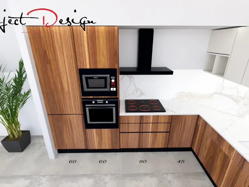 Cucina con penisola design arancione Artigianale Start2 a soli 5980 Euro