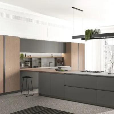 Cucina design con penisola Time Arredo3 a prezzo ribassato