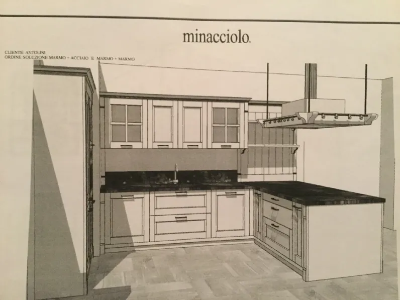 Cucina con penisola in laccato opaco bianca English mood a prezzo ribassato