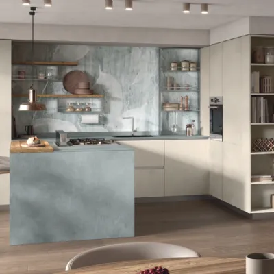 Cucina altri colori moderna con penisola Materia 3 Essebi a soli 12426 Euro