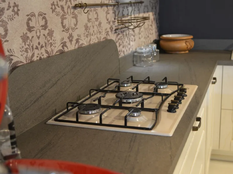 Cucina con penisola in legno bianca Cc02 a prezzo scontato