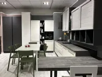 Cucina Net cucine moderna con penisola bianca in legno Elsa