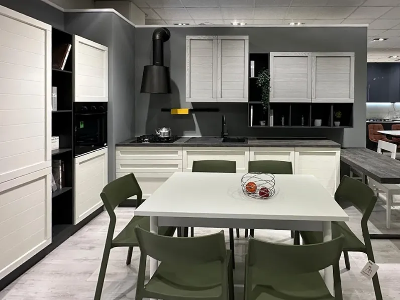 Cucina Net cucine moderna con penisola bianca in legno Elsa