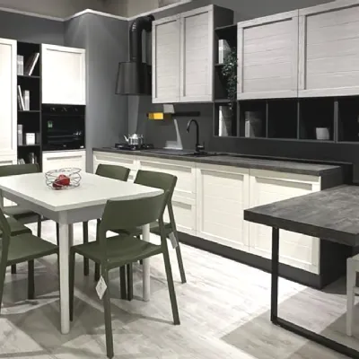 Cucina Net cucine moderna con penisola bianca in legno Elsa